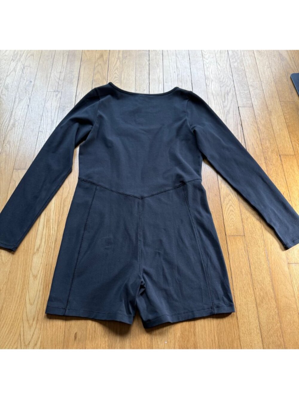 Madewell Size XL NEW True Black Knit Long Sleeve Fitted Biker Unitard Romper - Picture 11 of 12